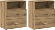 vidaXL 2 db kézműves tölgy színű szerelt fa éjjeliszekrény 50x32x60 cm