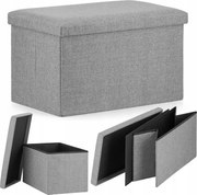 Kárpitozott puff tárolórekesszel, összecsukható paddal, 60x38x38cm Kényelmes XL szürke