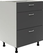 Benita 3 fiókos Alsó konyhaszekrény Antracit-Fehér 60x50x80 cm