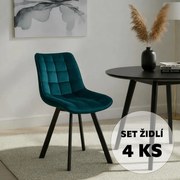 AVENBERG NOLA Étkezőszék szett - 4 db, türkizkék