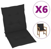 6 db fekete oxford szövet háttámlás székpárna 100x50x3 cm