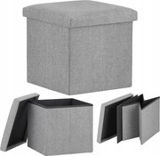 Kárpitozott puff tárolórekesszel, összecsukható paddal, 38x38x38 cm Kényelmes L szürke