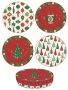Karácsonyi porcelán desszertes tányér 4 db szett díszdobozban