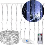 Fényfüggöny 300 LED-es lámpával, távirányítóval, 3x3 méteres, függönyhöz, fehér