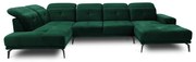 Zöld bársony sarokkanapé (bal oldali-U alakú) Bretan – ELTAP