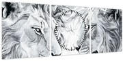Kép - Rajzolt oroszlánfejek (órával) (90x30 cm)