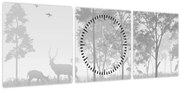 Kép - rét szarvasokkal (órával) (90x30 cm)