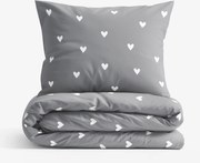 Goldea pamut ágyneműhuzat - szívecskék, szürke alapon 140 x 200 és 70 x 90 cm