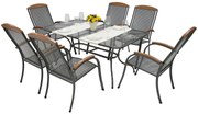 DEOKORK Kerti fém szerelvény PROVENCE I. 1 + 6 Téglalap alakú asztal 145x 90 cm (CT0309)