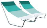 2 db összecsukható strandnyugágy szett SAND, zöld csíkos