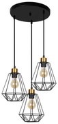 Csillár zsinóron PRIMO 3xE27/60W/230V fekete/arany