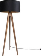 Állólámpa diófa fekete búrával és arany belsővel 50cm - Tripod Classic