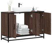 barna tölgy szerelt fa fürdőszobai mosdószekrény 90x33x60 cm