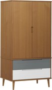 vidaXL MOLDE barna tömör fenyőfa gardrób 90 x 55 x 175 cm