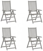 4 db szürke tömör akácfa kerti dönthető szék