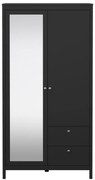 Fekete ruhásszekrény tükörrel 102x199x58 cm Madrid – Tvilum