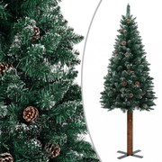 vidaXL zöld vékony PVC karácsonyfa valódi fával és fehér hóval 150 cm