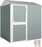 Outsunny fém szerszámos fészer 3,5 m² – magas, zárható kerti tároló kontyolt tetővel, szellőzőkkel és kesztyűvel, 209 × 177 × 236 cm, világosszürke |