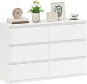 HOMCOM 3 fiókos komód, modern fogantyú nélküli szekrény nappaliba, hálószobába és előszobába - fehér (112 x 34 x 75 cm) | Aosom