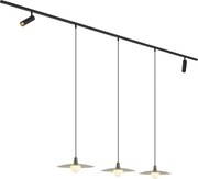 Modern fekete sínrendszer 2 spotlámpával és 3 zöld függőlámpával, 1 fázisú - Slimline Uzzy Panzi