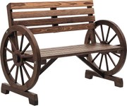 Outsunny 2-Fős Kerti Pad, Időjárásálló Pad Háttámlával és Karfákkal, Kerek Forma, Park Pad 240 kg Kapacitással, Balkon Pad, Fa Pad Balkonra, Kertbe, 1