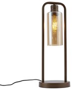 Hotel Chic asztali lámpa sötét bronz színben borostyán üveggel - Stavelot