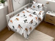 Pamut ágynemű kiságyhoz HORSE DREAM fehér Ágyneműhuzat mérete: 45 x 65 cm | 90 x 135 cm