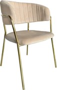 Design étkezőszék, bézs Velvet szövet/gold króm arany, DASMIN NEW TYP 1