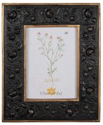 Fekete rózsa virágos vintage képkeret 13x18 cm
