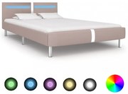 kávészínű LED-es műbőr ágykeret 120 x 200 cm