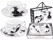 Fekete cicás porcelán csésze készlet 2 db