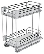 Konyhai fémrács, 300mm, fenéklapra szerelhető, króm-fehér, teljes kihúzás, csillapított záródás, rejtett fióksín, 2 kosár SIGE, Infinity Line 003