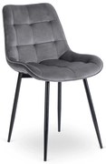 Bársony étkezőszék CHRIS szürke/fekete