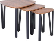 HOMCOM 3 darabos Kávézóasztal Minimalista Acél Lábakkal és Műanyag Borítással - Fésülhető Asztal Nappali Kanapéhoz 56x54,2x45,4cm | Aosom