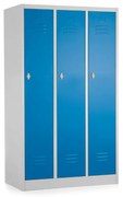 Fém szekrény - 3 szakasz, 90 x 50 x 150 cm, csavaros zár, kék - ral 5012
