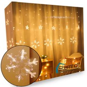 120 LED-es hópihe-jégcsap kültéri-beltéri fényfüggöny, meleg fehér, 2,4 méter széles, 8 világítási móddal