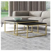 KÉSZLET 2x Kávésasztal DUAL fekete/arany