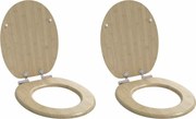 vidaXL Lágy záródású WC ülőke 2 pcs Világos bambusz szín 44 x 38 cm