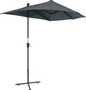 Outsunny Kerti Falernyő 200x190x240 cm Teraszi Napernyő Kézi Kurblival Acél Rúddal és Keresztalappal UV-védelemmel Teraszra Balra | Aosom