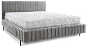 Szürke kárpitozott ágyneműtartós franciaágy ágyráccsal 140x200 cm Plissa – ELTAP
