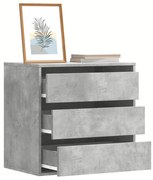 betonszürke szerelt fa fiókos sarokszekrény 60 x 41 x 58 cm