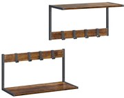 2 db fali polc szett, MDF + fém, öreg tölgy/fekete színben, 50×24×27 cm – ABP-E1083 WT