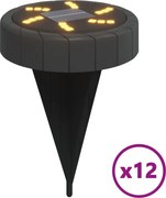 vidaXL 12 db meleg fehér napelemes kültéri talajlámpa tüskével