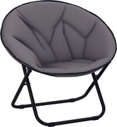 Outsunny Összecsukható Hold Szék - Hold Lemez Szék Oxford Szövet Üléssel és Fém Lábakkal - 120 kg Teherbírás - 80x80x75 cm - Szürke | Aosom