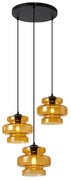 Retro függőlámpa fekete narancssárga üveggel 3-lámpás - Denise