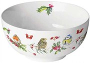 Karácsonyi porcelán müzlis tálka 6,5x14 cm Téli Madárdal