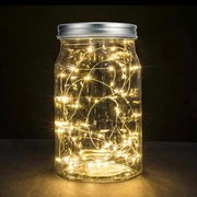 Vízálló 20 micro LED-es elemes időzíthető, palack dekor fényfüzér, tündérfény, meleg fehér, 1 m