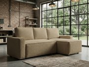 SMART BOUCLE L alakú kihúzható, megfordítható sarokkanapé 232x143 cm, sötétbézs
