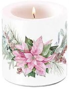 Karácsonyi átvilágítós gyertya 8x7,5 cm Rózsaszín Mikulásvirág