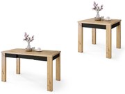 Mazzoni FONTE Artisan Tölgy/Fekete Matt - KLASSZIKUS 130 vagy 155 cm-re BŐVÍTHETŐ ASZTAL KONYHÁBA/NAPPALIBA!